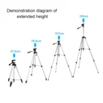 Live Broadcast Tripod 3-Section Folding Legs Aluminum Alloy Tripod Mount with U-Shape Three-Dimensional Tripod Head & Phone Clamp for DSLR & Digital Camera, Adjustable Height: 47.5-133cm - Image 4