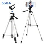 Live Broadcast Tripod 3-Section Folding Legs Aluminum Alloy Tripod Mount with U-Shape Three-Dimensional Tripod Head & Phone Clamp for DSLR & Digital Camera, Adjustable Height: 47.5-133cm - Image 5