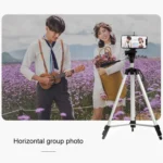 Live Broadcast Tripod 3-Section Folding Legs Aluminum Alloy Tripod Mount with U-Shape Three-Dimensional Tripod Head & Phone Clamp for DSLR & Digital Camera, Adjustable Height: 47.5-133cm - Image 8