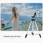Live Broadcast Tripod 3-Section Folding Legs Aluminum Alloy Tripod Mount with U-Shape Three-Dimensional Tripod Head & Phone Clamp for DSLR & Digital Camera, Adjustable Height: 47.5-133cm - Image 9