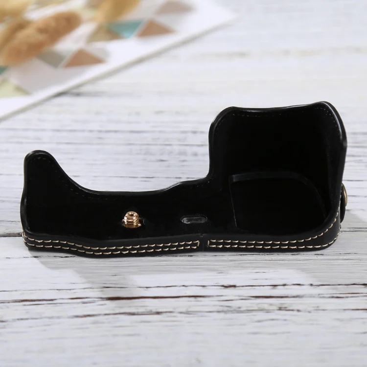DCA6162B_1.webp 1/4 inch Thread PU Leather Camera Half Case Base for Sony ILCE-6000 / A6000 - Image 2