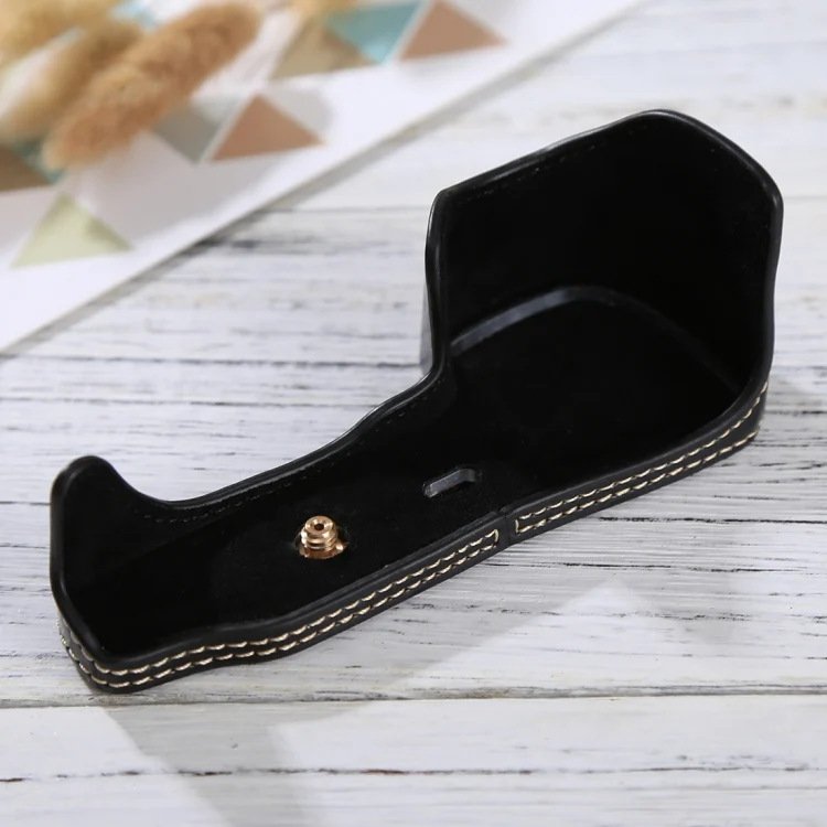 DCA6162B_3.webp 1/4 inch Thread PU Leather Camera Half Case Base for Sony ILCE-6000 / A6000 - Image 4
