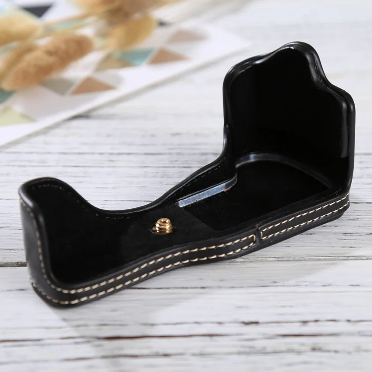 DCA6164B_3.webp 1/4 inch Thread PU Leather Camera Half Case Base for Canon EOS M3 - Image 4