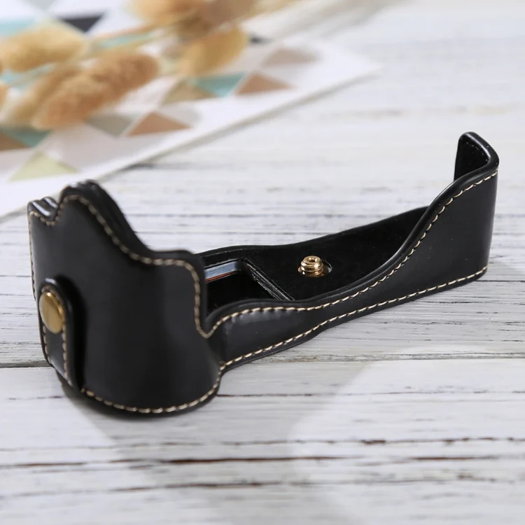 DCA6164B_4.webp 1/4 inch Thread PU Leather Camera Half Case Base for Canon EOS M3 - Image 5