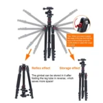 TRIOPO K2508S+B1S Adjustable Portable  Aluminum Alloy Tripod with Ball Head for SLR Camera - Image 3