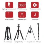 TRIOPO K2508S+B1S Adjustable Portable  Aluminum Alloy Tripod with Ball Head for SLR Camera - Image 4