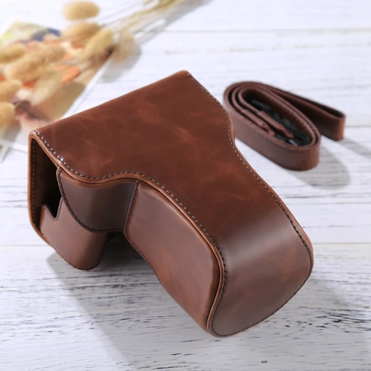 DCA7506C_1.webp Full Body Camera PU Leather Case Bag with Strap for Canon EOS M6 (18-150mm Lens) - Image 2