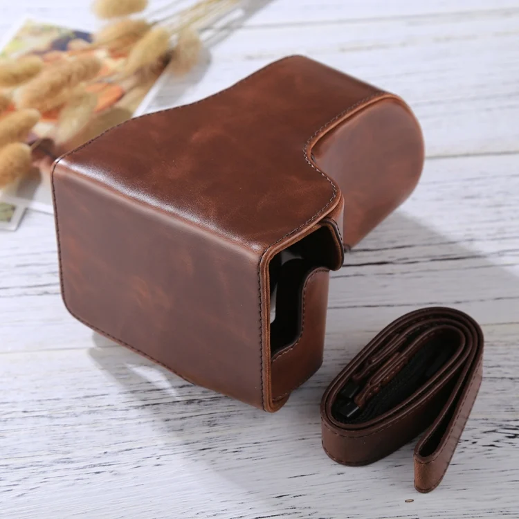 DCA7506C_3.webp Full Body Camera PU Leather Case Bag with Strap for Canon EOS M6 (18-150mm Lens) - Image 4