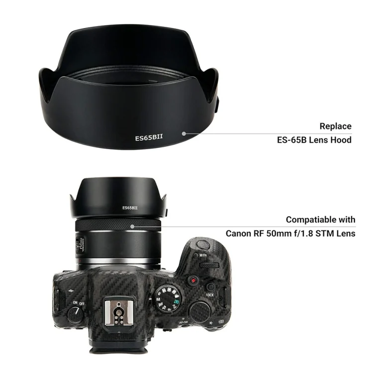 DCA8612_4.webp ES-65BII Lens Hood Shade for Canon RF 50mm F1.8 STM Lens - Image 5