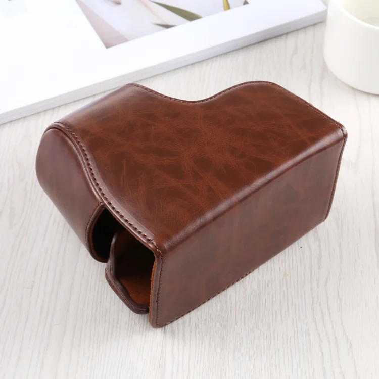 DCA8795C_1.webp Full Body Camera PU Leather Case Bag with Strap for Sony A6400 / ILCE-A6400 - Image 2