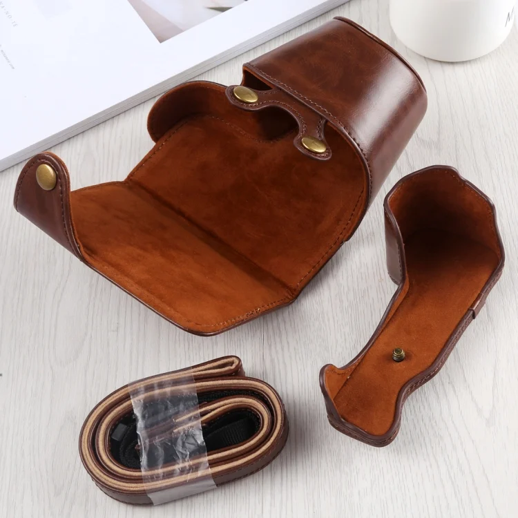 DCA8795C_4.webp Full Body Camera PU Leather Case Bag with Strap for Sony A6400 / ILCE-A6400 - Image 5