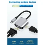 HW-6002 2 In 1 Type-C / USB-C to HDMI + VGA Adapter Converter - Image 3