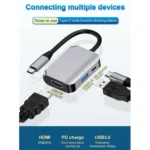 HW-6003 3 In 1 Type-C / USB-C to HDMI + PD + USB 3.0 Docking Station Adapter Converter - Image 3