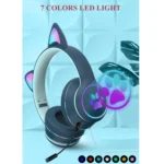 AKZ-022 USB + 3.5mm Port Cat Ear Design Foldable LED Headset with Mic - Image 4
