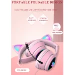 AKZ-022 USB + 3.5mm Port Cat Ear Design Foldable LED Headset with Mic - Image 5