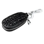Crocodile Texture First Layer Cowhide Hanging Waist Car Key Bag - Image 2