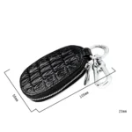 Crocodile Texture First Layer Cowhide Hanging Waist Car Key Bag - Image 5