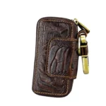 Oil Leather Hanging Waist Car Key Retro Zipper Bag - Image 2