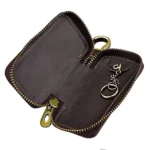 Oil Leather Hanging Waist Car Key Retro Zipper Bag - Image 5