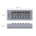 ORICO AT2U3-7AB-GY-BP 7 In 1 Aluminum Alloy Multi-Port USB HUB with Individual Switches, US Plug - Image 2