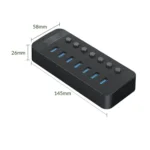 ORICO CT2U3-7AB-WH 7 In 1 Plastic Stripes Multi-Port USB HUB with Individual Switches, - Image 9