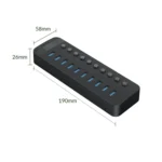 ORICO CT2U3-10AB-WH 10 In 1 Plastic Stripes Multi-Port USB HUB with Individual Switches, - Image 9
