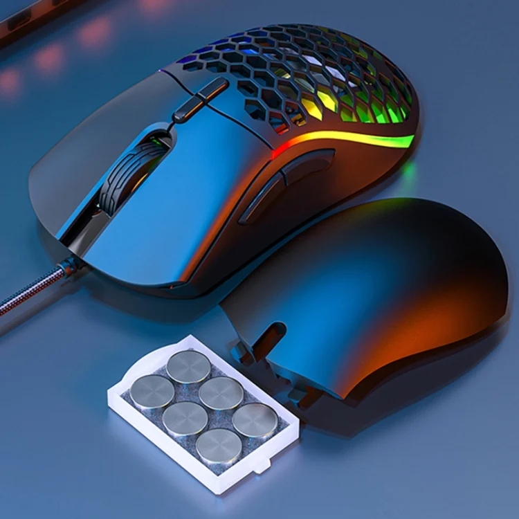 iMICE T60 7-key Custom Colorful Luminous Wired Honeycomb Gaming Mouse, Cable Length: 1.8m
