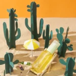 12 in 1 Miniature Beach Paper Cut Cactus Sandy Beach Landscape Decoration Photography Props - Image 3