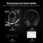 ONIKUMA B60 Bluetooth 5.0 Adjustable Strong Bass Gaming Wireless Bluetooth Headset with Microphone - Image 8