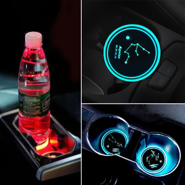 EDA00245601A.webp Car Constellation Series AcrylicColorful USB Charger Water Cup Groove LED Atmosphere Light - Image 1