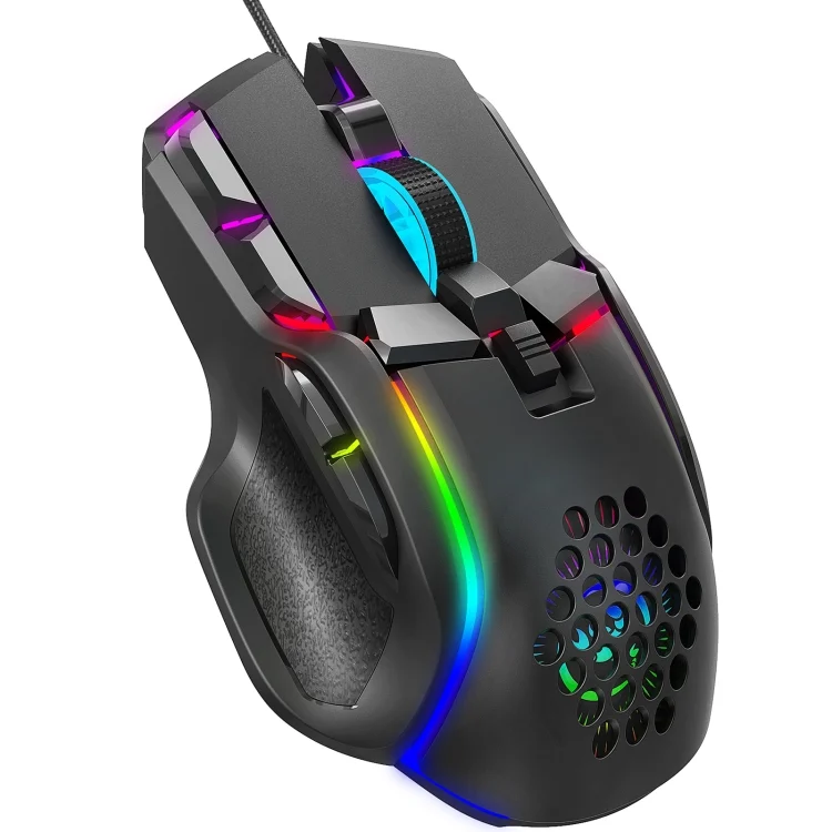 HXSJ S700 USB 12800dpi Adjustable 10-Keys Mechanical Wired Gaming Mouse
