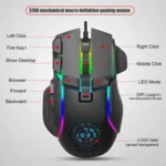 HXSJ S700 USB 12800dpi Adjustable 10-Keys Mechanical Wired Gaming Mouse - Image 4