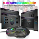 HXSJ S700 USB 12800dpi Adjustable 10-Keys Mechanical Wired Gaming Mouse - Image 7