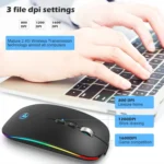 HXSJ M103FG 1600dpi Adjustable 2.4G + Bluetooth RGB Light Wireless Mouse - Image 5