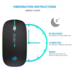 HXSJ M103FG 1600dpi Adjustable 2.4G + Bluetooth RGB Light Wireless Mouse - Image 7