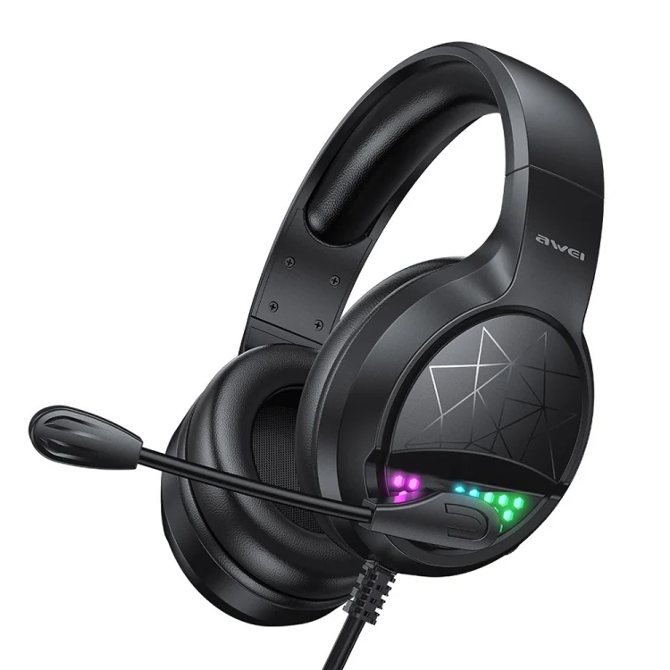 awei GM-3 USB + 3.5mm Ambient Light Gaming Wired Headset with Microphone