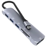 NK-3043 6 in 1 USB-C / Type-C to TF / SD Card Slot + 4 USB Female Adapter