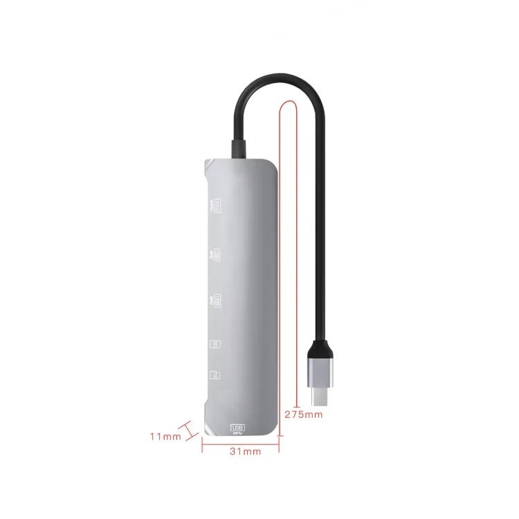 EDA0026741_1.webp NK-3043H 6 in 1 USB-C / Type-C to TF / SD Card Slot + USB 3.0 + 3 USB 2.0 Female Adapter - Image 2