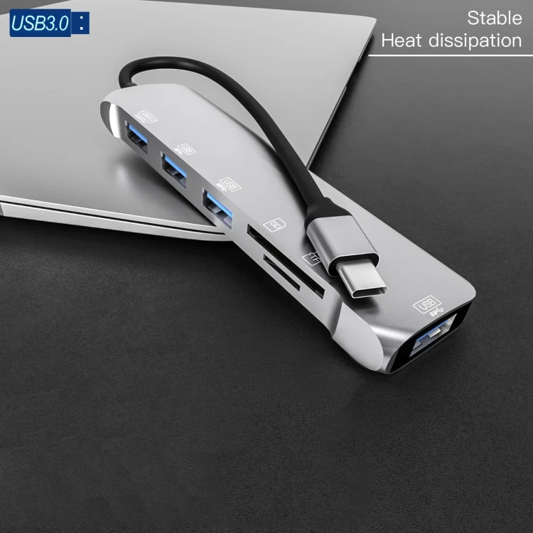 EDA0026741_2.webp NK-3043H 6 in 1 USB-C / Type-C to TF / SD Card Slot + USB 3.0 + 3 USB 2.0 Female Adapter - Image 3