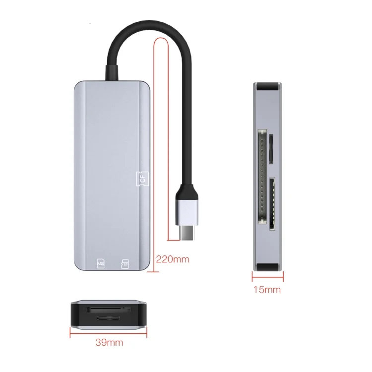 EDA002674801A_1.webp NK-3044 5 in 1 USB-C / Type-C to MS / M2 / CF / TF / SD Card Slots Adapter - Image 2