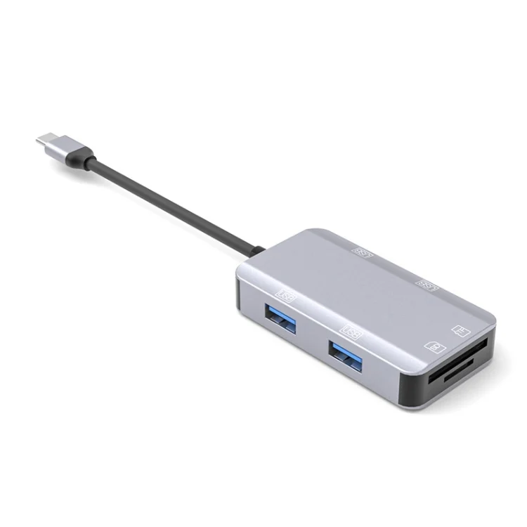 EDA002675001A_1.webp NK-3049 6 in 1 USB-C / Type-C to TF / SD Card Slot + 4 USB Female Adapter - Image 2