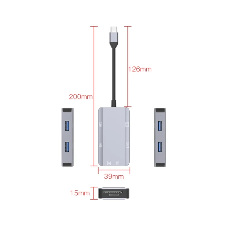 EDA002675001A_3.webp NK-3049 6 in 1 USB-C / Type-C to TF / SD Card Slot + 4 USB Female Adapter - Image 4