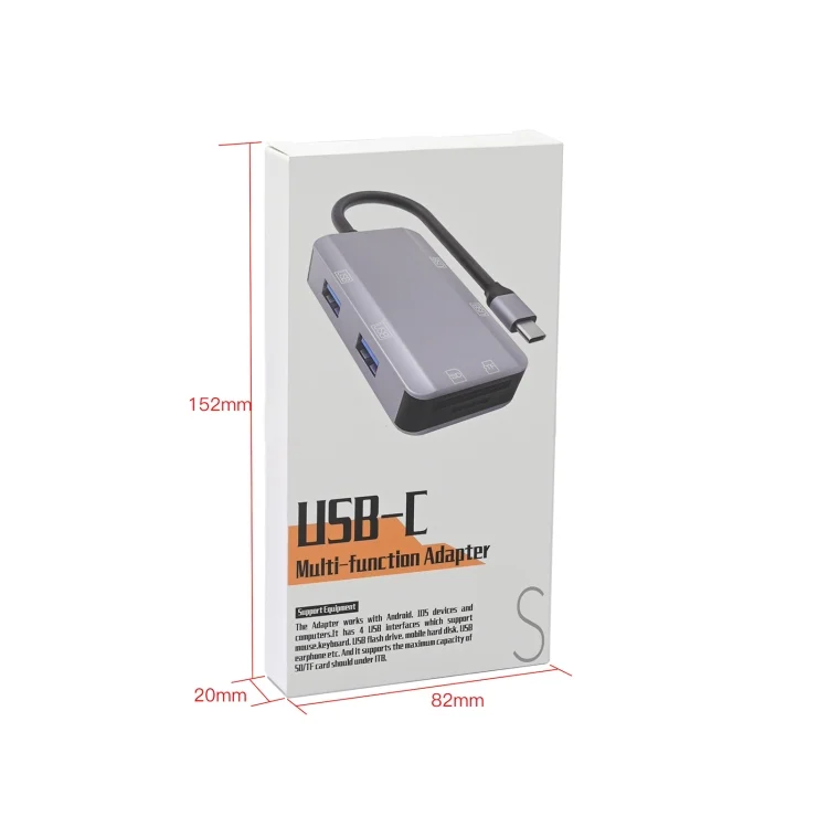 EDA002675001A_5.webp NK-3049 6 in 1 USB-C / Type-C to TF / SD Card Slot + 4 USB Female Adapter - Image 6