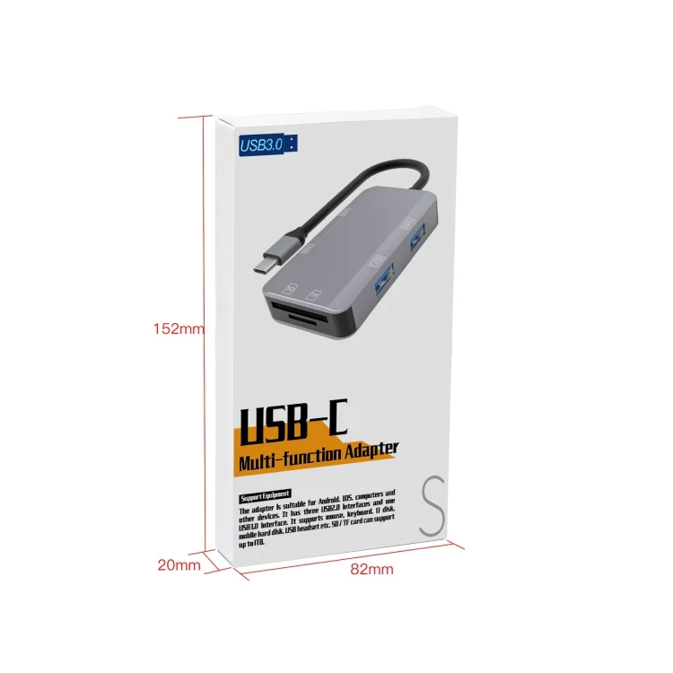 EDA002675501A_5.webp NK-3049H 6 in 1 USB-C / Type-C to TF / SD Card Slot + USB 3.0 + 3 USB 2.0 Female Adapter - Image 6