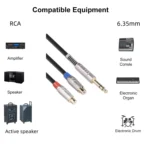 TC030YTR048-03 6.35mm Male to Dual RCA Female Bifurcated Audio Cable, Length: 30cm - Image 5