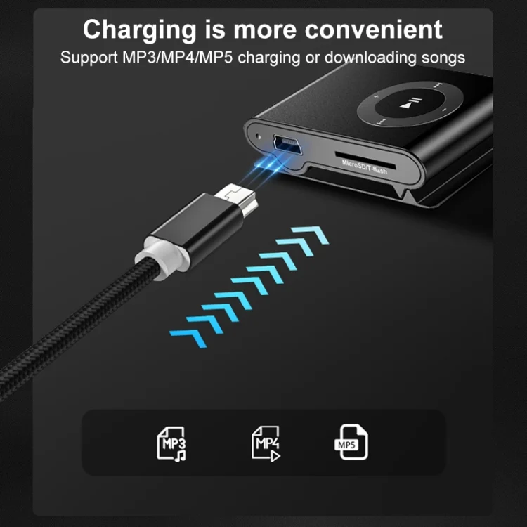 EDA002784301_B4.webp 5 PCS Mini USB to USB A Woven Data / Charge Cable for MP3, Camera, Car DVR - Image 5