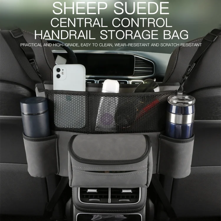 EDA003633201A_4.webp 2 PCS Car Center Console Hanging Bag Sheepskin Leather Storage Bag - Image 5