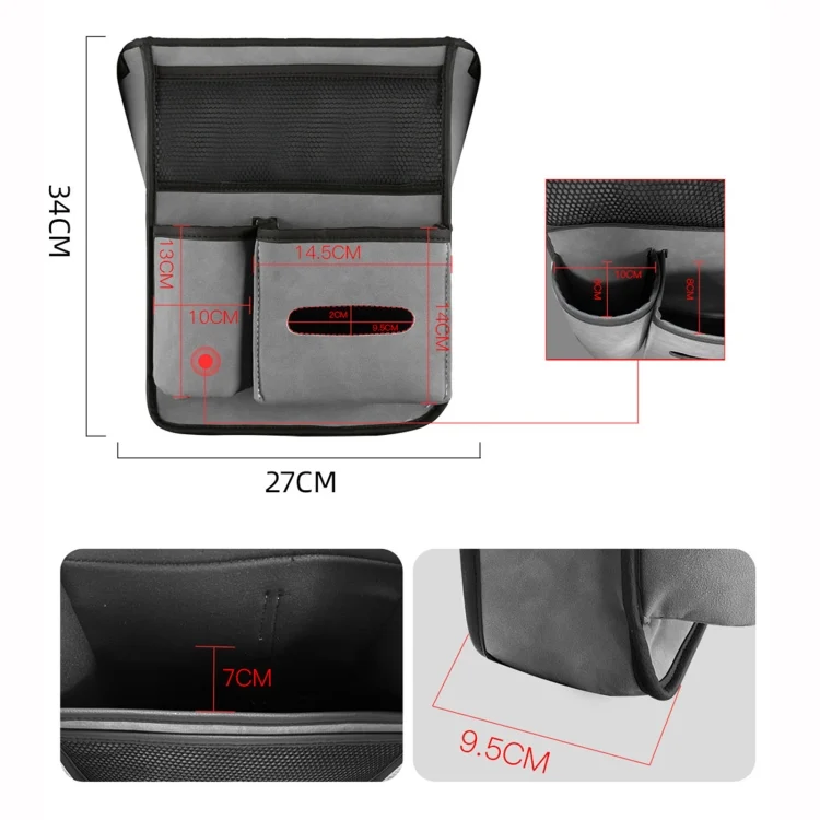 EDA003633301A_1.webp 2 PCS Car Center Console Hanging Bag Sheepskin Leather Storage Bag - Image 3