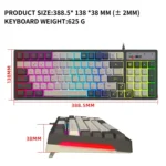HXSJ V600 96-key RGB Backlit Dual-color Injection-molded Wired Gaming Keyboard - Image 2