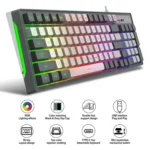 HXSJ V600 96-key RGB Backlit Dual-color Injection-molded Wired Gaming Keyboard - Image 4